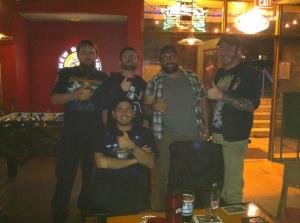 The Crew gathered at Back Alley for our first anniversary. From top left, Franz, Stoutmeister, E-Rock, Derek, with Shilling too lazy to stand up. Brandon was AWOL.