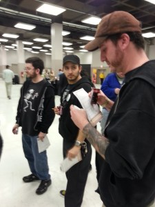 Some of the Crew, from left to right, Stoutmeister, Shilling, and Derek, prepare for judging.