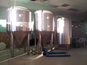 The first of Bosque's new fermenters and bright tanks have been delivered, with the rest in storage until the space is ready.