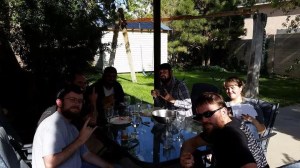 A rare gathering of multiple Crew members. Clockwise from left, Stoutmeister, Porter Pounder, E-Rock, Brandon, Mrs. Solo, Franz Solo. Picture courtesy of Brandon's awesome girlfriend. 