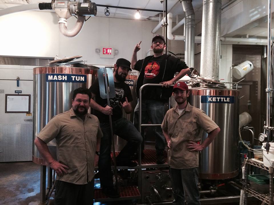 Your brewing day team, from left to right, Zach, Brandon, Stoutmeister, David. 