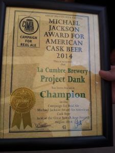 One of the many awards picked up by La Cumbre in 2014.