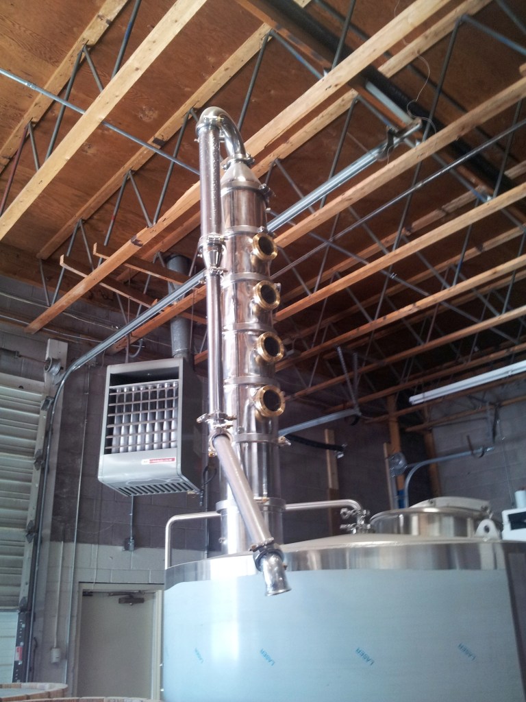 The distillation column is the "pride and joy" of Distillery 365's equipment.