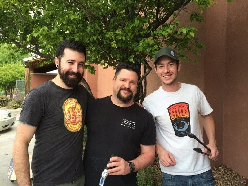 Tim, left, always enjoys collaborating with his fellow brewers.