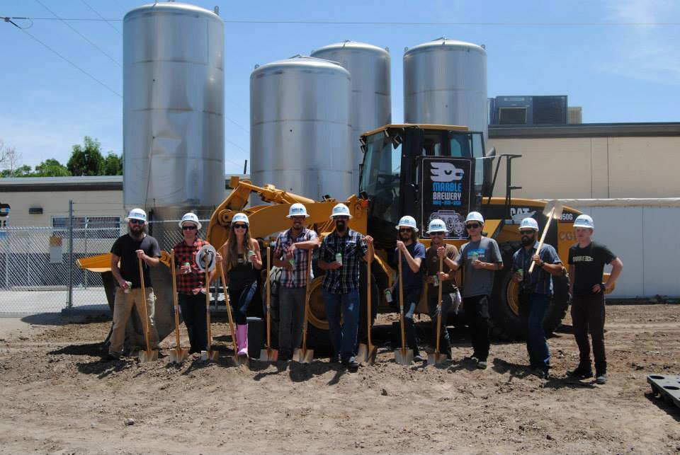 That is one happy brewery staff now that this project is finally underway. (Photo courtesy of Marble's Facebook page)
