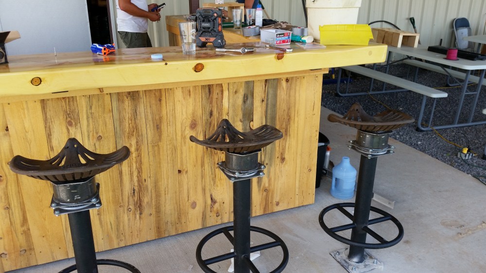 The patio bar was nearing completion last week.