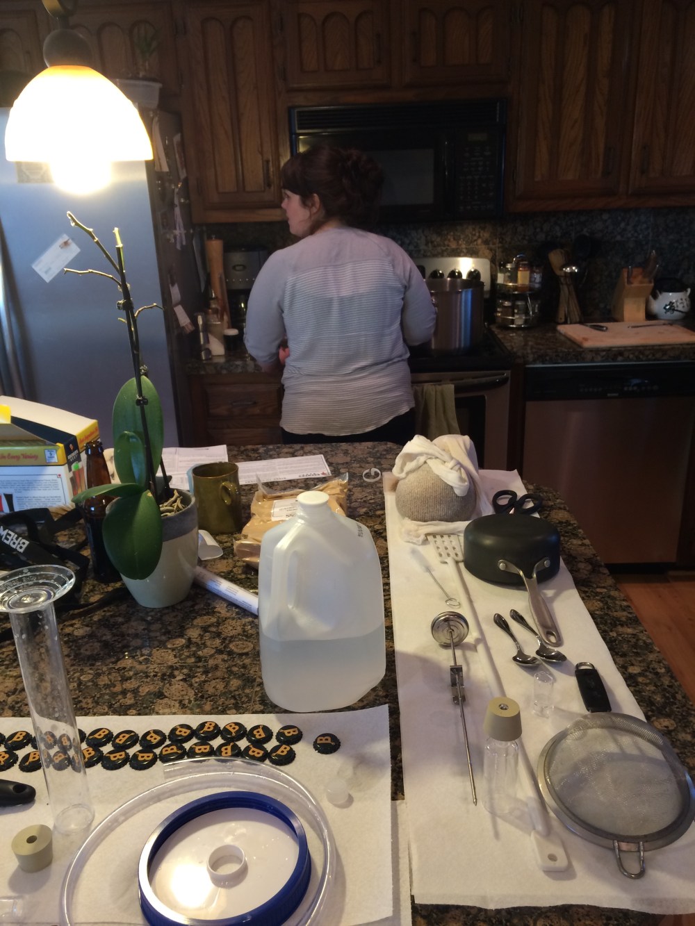 All the equipment one needs for brewing and bottling.