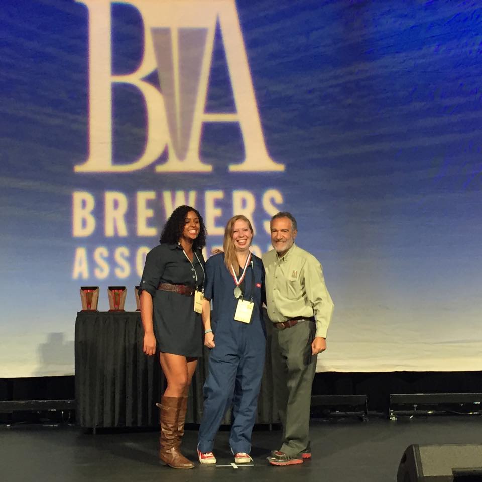 Nexus brewer Kaylynn McKnight, center, earned her first GABF medal as a head brewer.