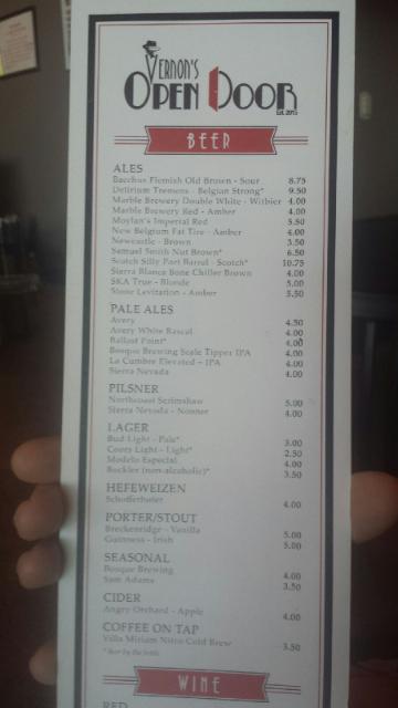The fairly impressive tap list, plus other alcoholic beverages.