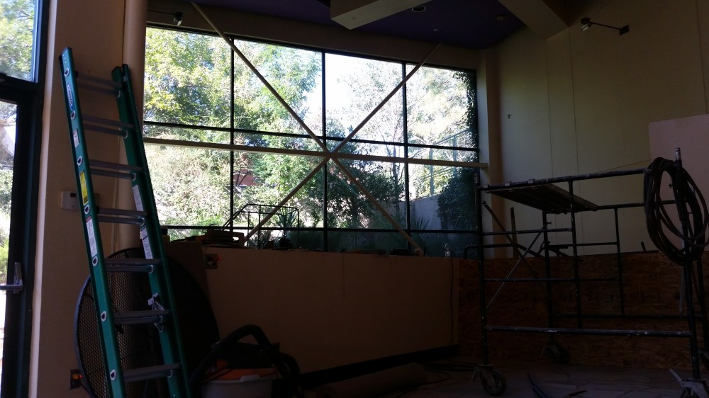 The brewery itself will be located in front of this huge window.