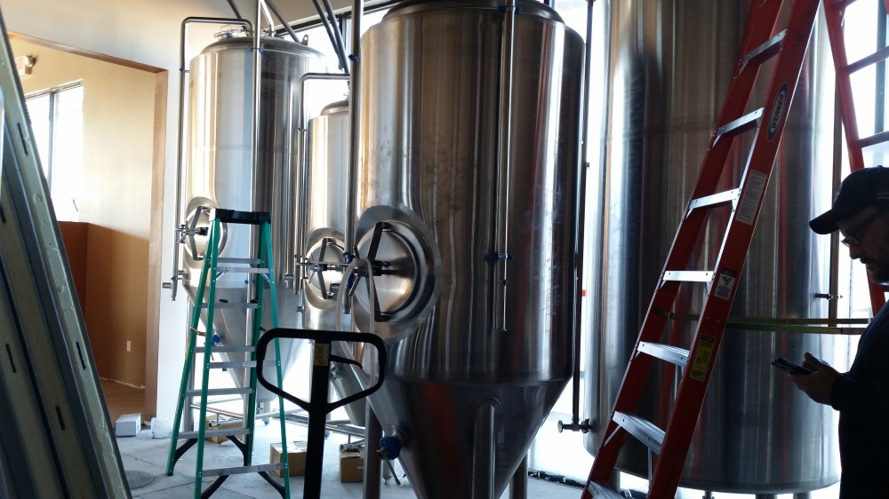 The tanks are in the building and ready to be hooked up.