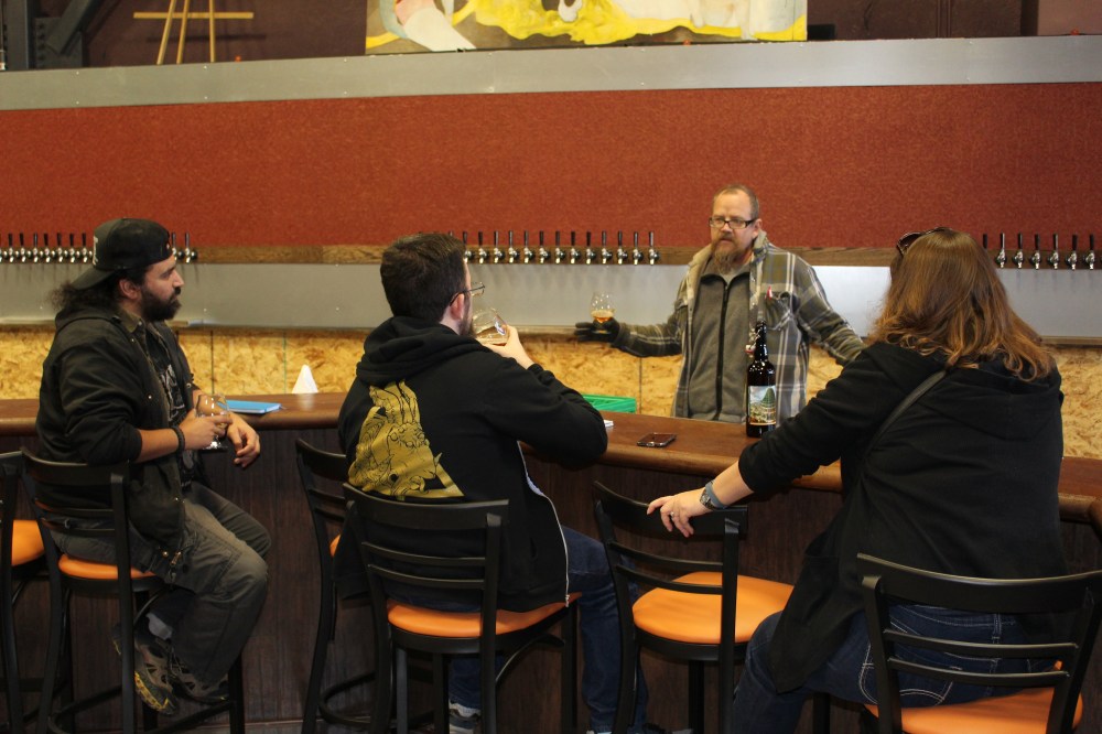 Duel's Todd Yocham regales the Crew with tales of the new taproom. 