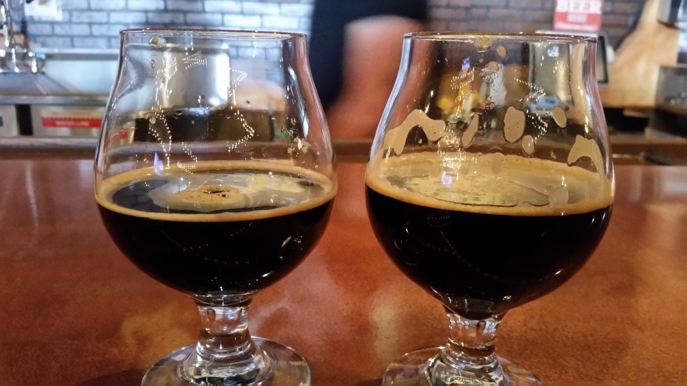 The original Capo's Java Stout, left, and the newer, more coffee-centric version.