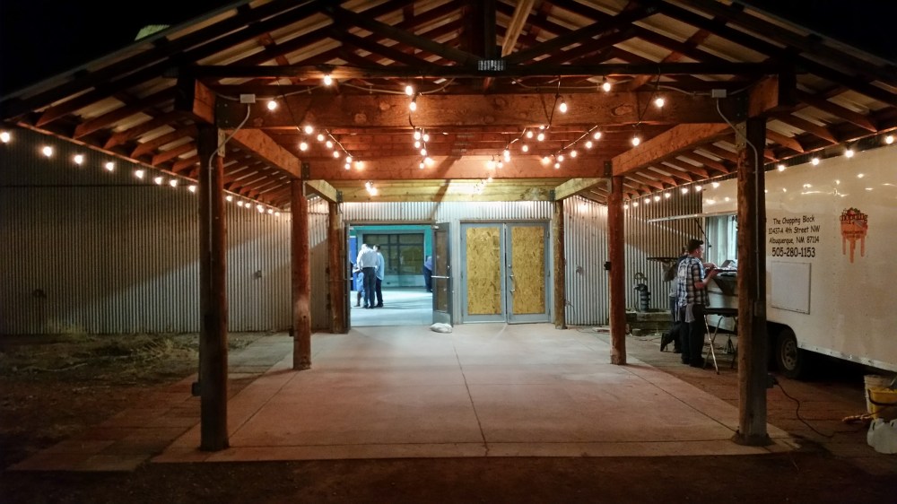 The exterior entrance on the west side. 