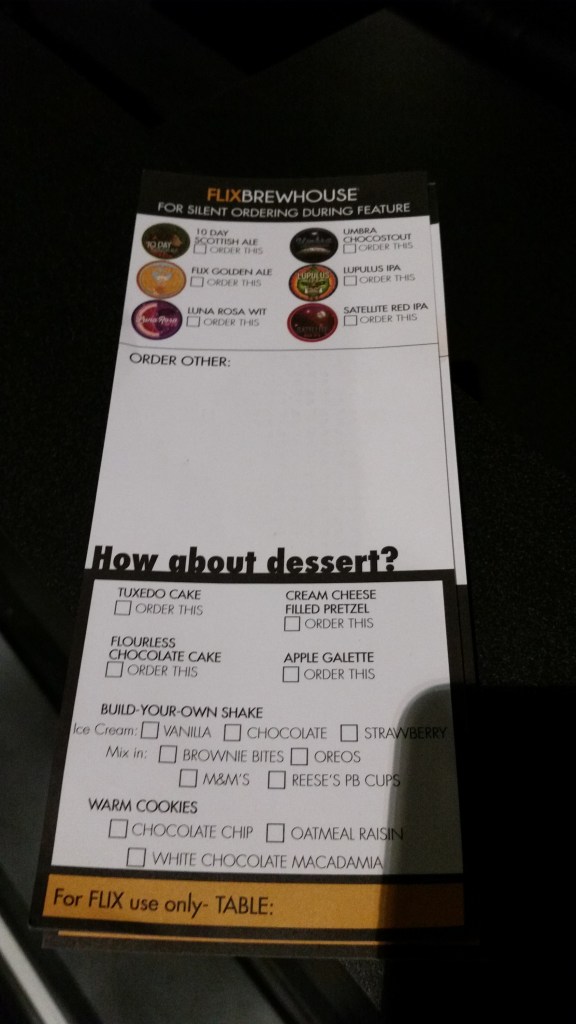Your in-theater ordering forms.