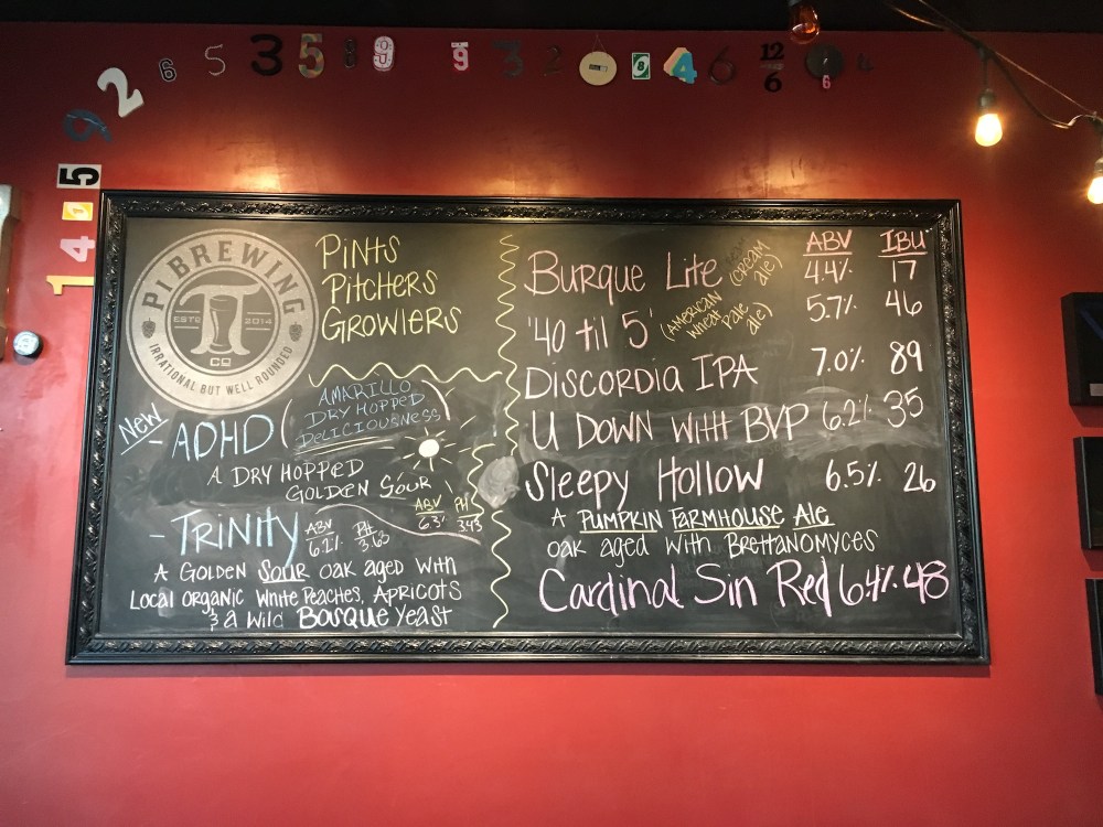 The beer board at Pi greets you right as you walk in the front door.